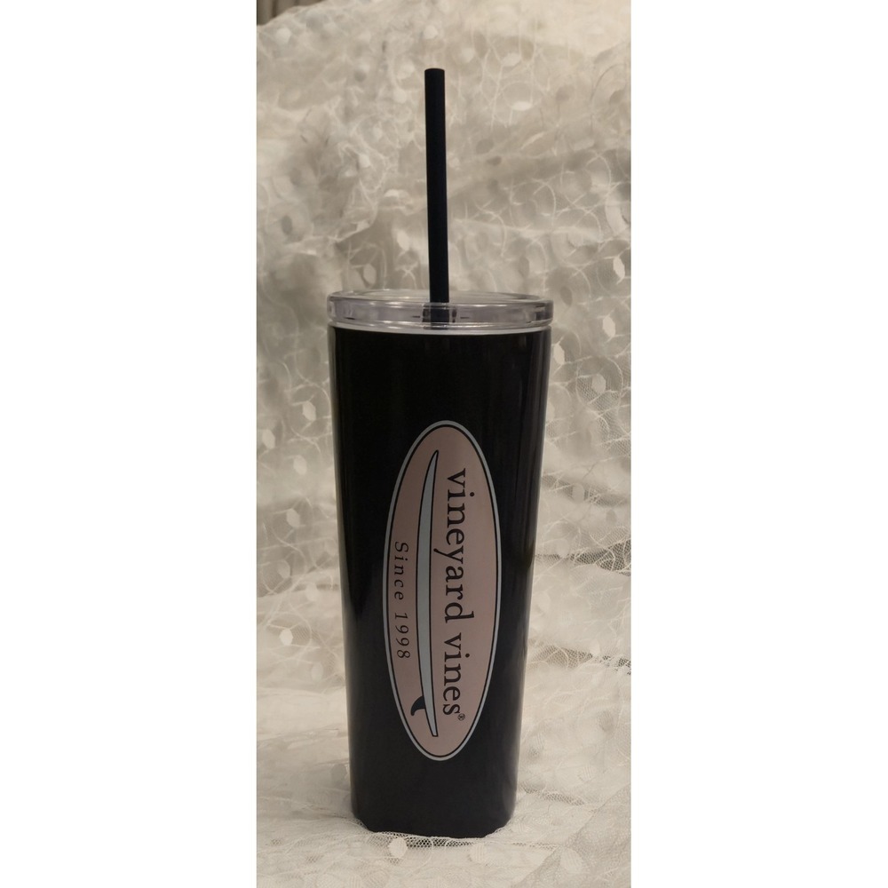 Vineyard Vines Cup Lidded  Navy Blue Straw  Surfboard Tumbler 22.5 oz New  2019